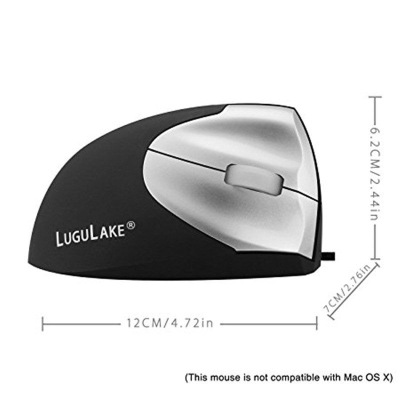 LuguLake Black Vertical Ergonomic Mouse Optical Wired Mice