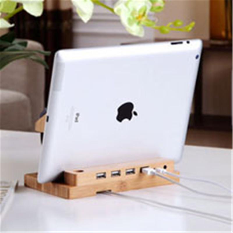 Wooden Stand For Tablet PC Display Stand With Charger