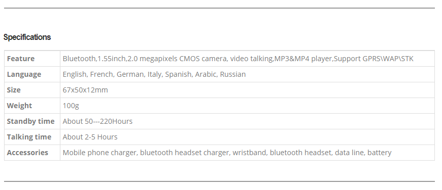 Bluetooth UltraThin QuadBand Watch Mobile Phone GD910