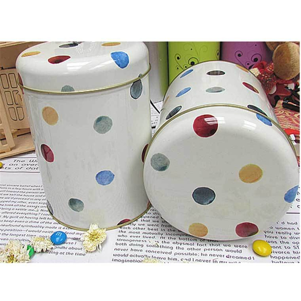 Dot Print Storage Metal Tea Tin Box