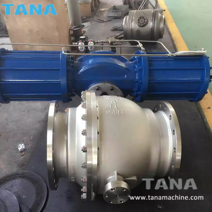 2 piece Pneumatic Flanged ends ASTM A216 WCB trunnion mounted ball valve