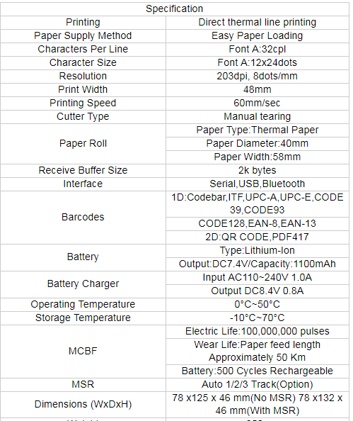 Pos thermal micro handheld android receipt printer for mobile