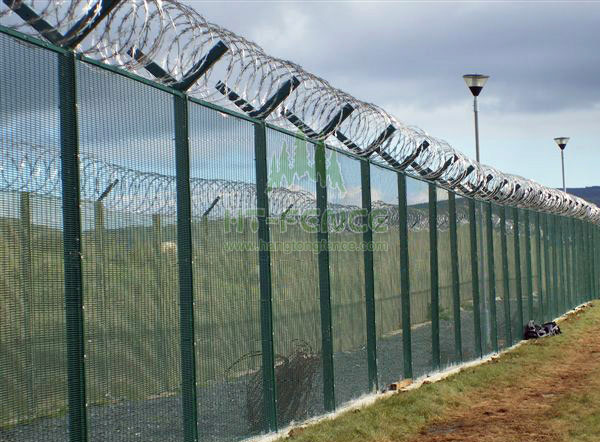 High security fence with razorbarbed wire