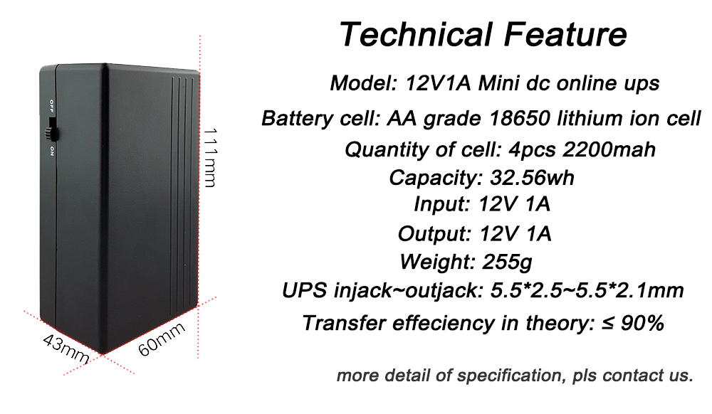 small size 18650 lithium ion battery DC power supply WiFi modem mini DC ups battery backup for security camera