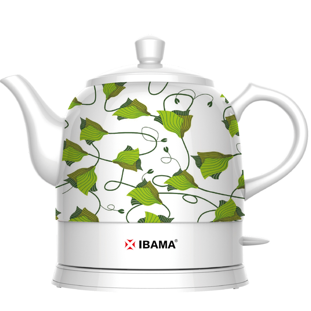 IBAMA Teapot Ceramic Electric Kettle Cordless Water Teapot 1200ML Green