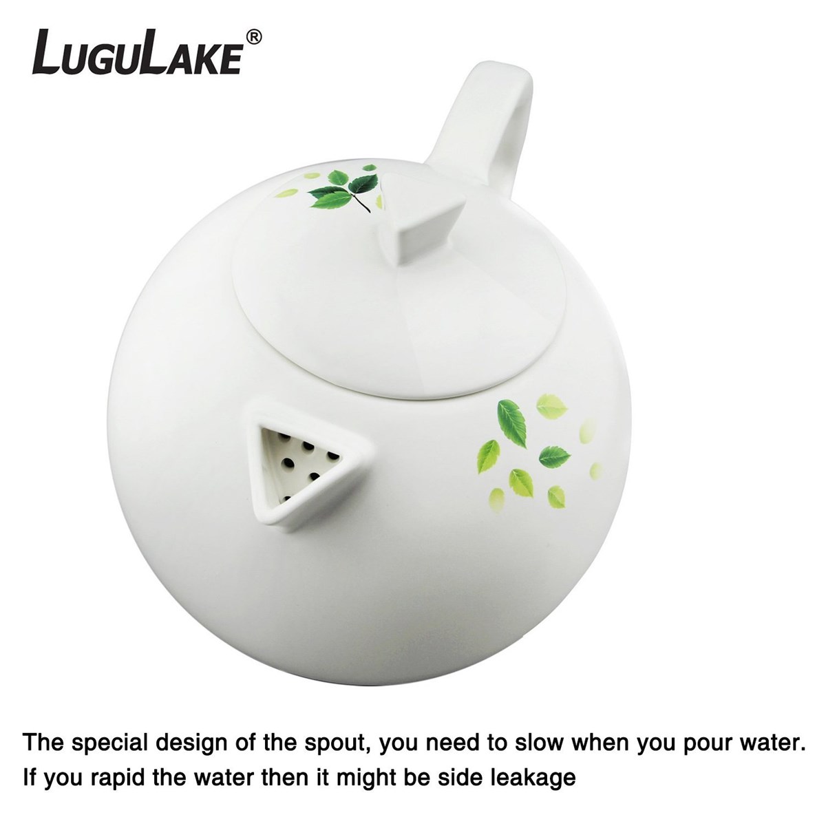 LuguLake Ceramic Teapot Electric Kettle Water Boiler 1300ML