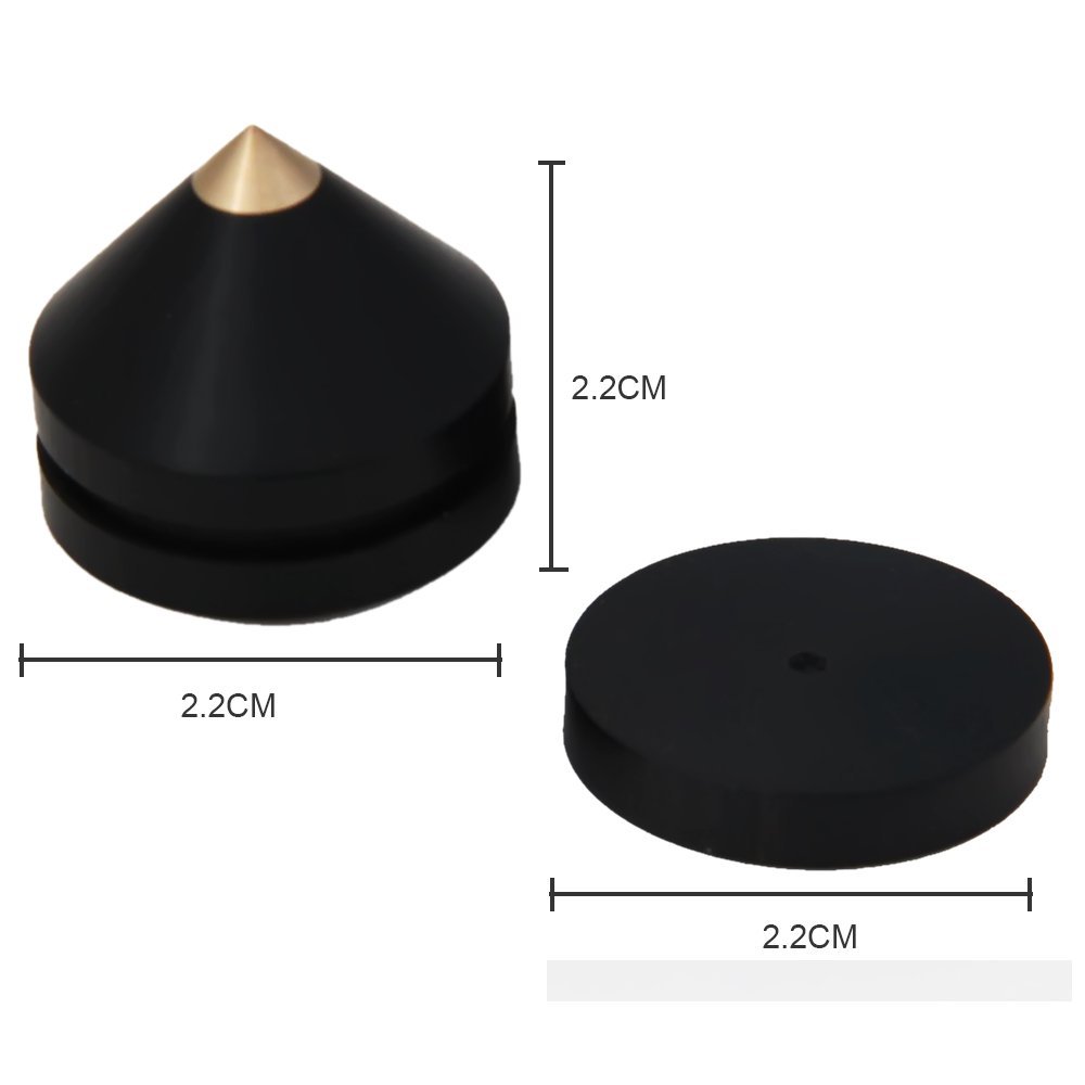 LuguLake Ebony Wood Brass Speaker Spike for AmplifierStudio MonitorCD PlayerTV Speaker 4 Packs