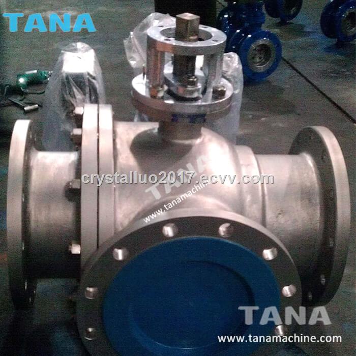 stainless steel 316 flanged ends L type 3 way ball valve