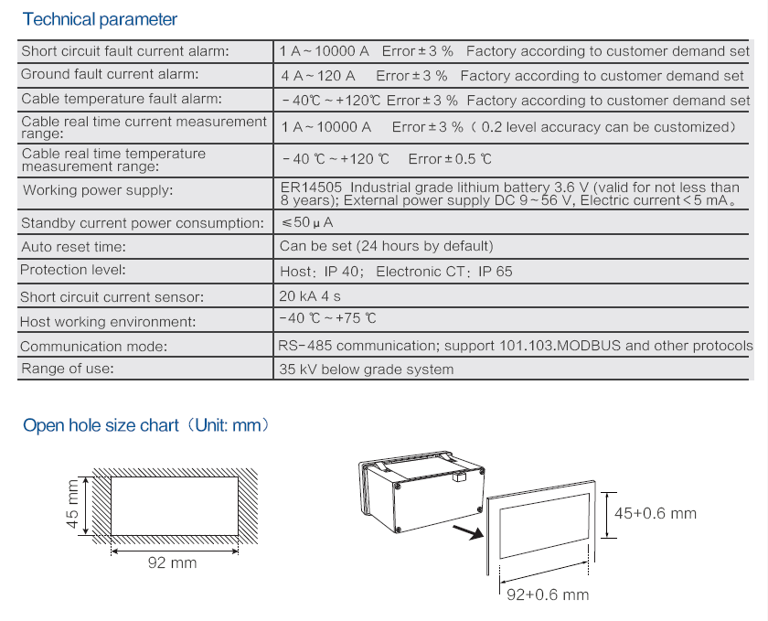 Cable Temperature and Short Circuit Fault in Sensor