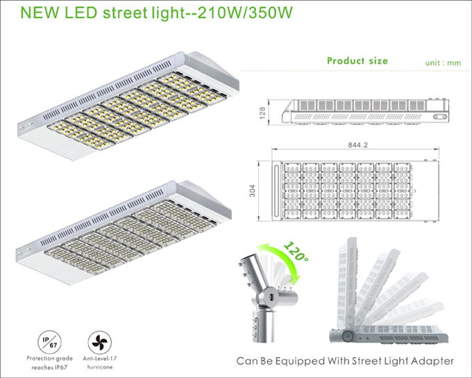 IP67 waterproof CE RoHS UL approved LED street light 210W with Mean well driver