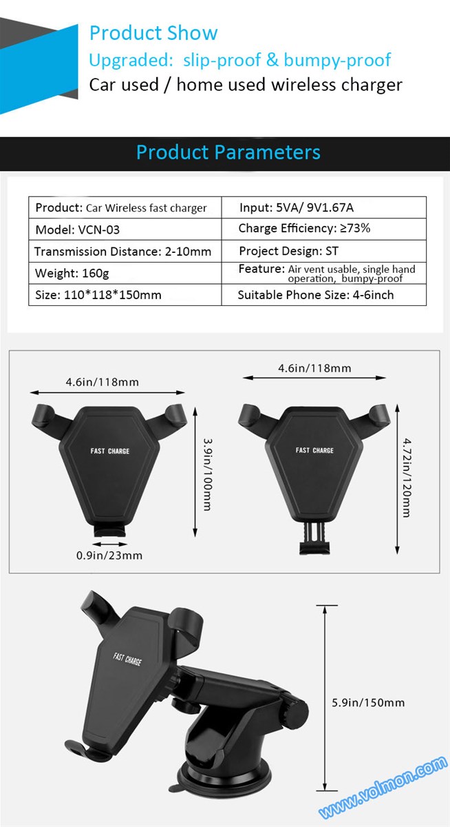 Fast Wireless Charger for car best sale Qi Wireless Charger