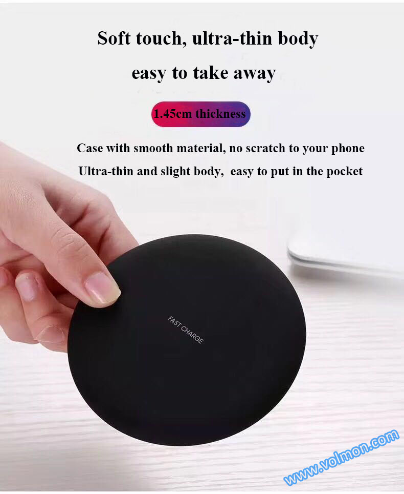 latest small round wireless charger for Qi phones