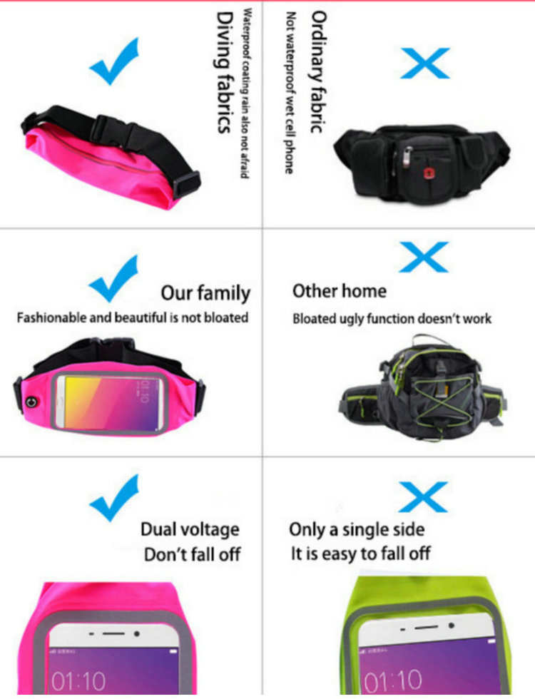 Hot Sale Running Touch Screen Phone Waterproof Waist bag