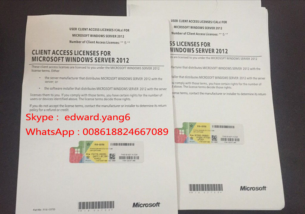 Server 2012 Cal Genuine Original License Key Code Coa Activation