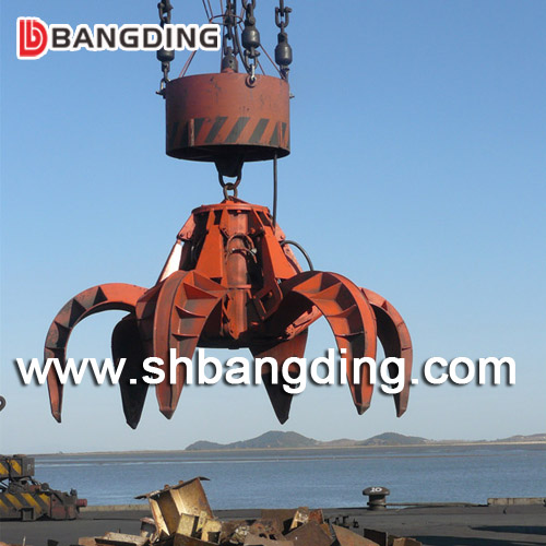 Electro hydraulic orange peel grab bucket for scrap