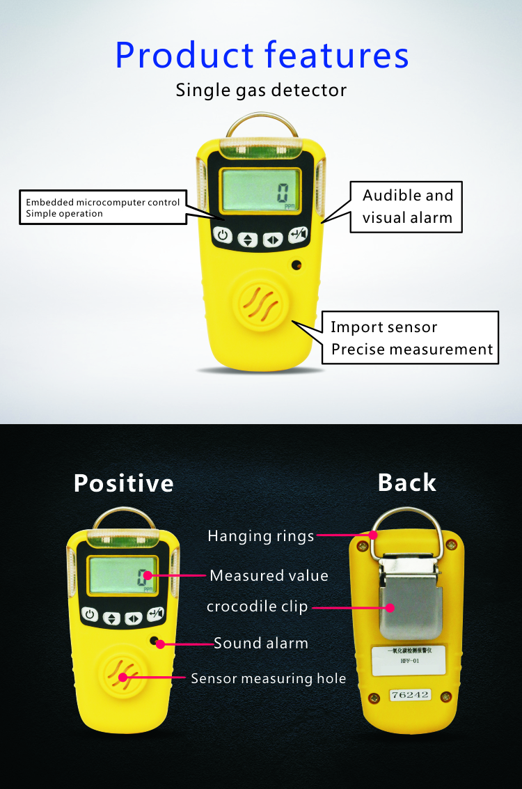 HuaFan QinLu HFP1403 Portable CO Gas Detector to Measure Carbon Monoxide with Alarming Made in China