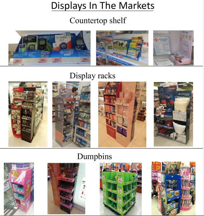 Cardboard Display Cabinet with 3 layers holding 50kg Professional Cardboard Floor Display manufacturer