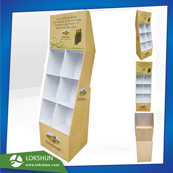 Cardboard Beverage Display With Pockets OEM POP Cardboard Floor Display