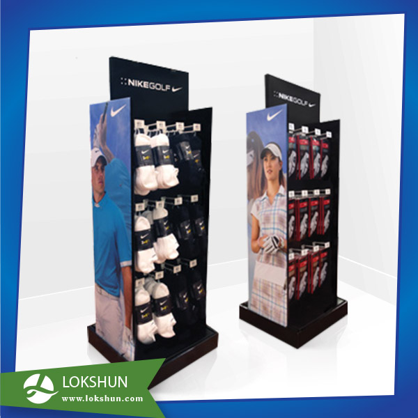 2sided Customized Cardboard Hook Display for Socks OEM POP cardboard Floor Display