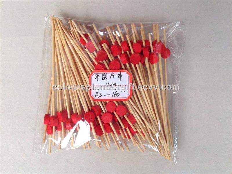 12cm Fruit Tooth Pick Creative Round Shape Fruit Fork Toothpicks Barbecue Toothpick Bamboo Cocktail