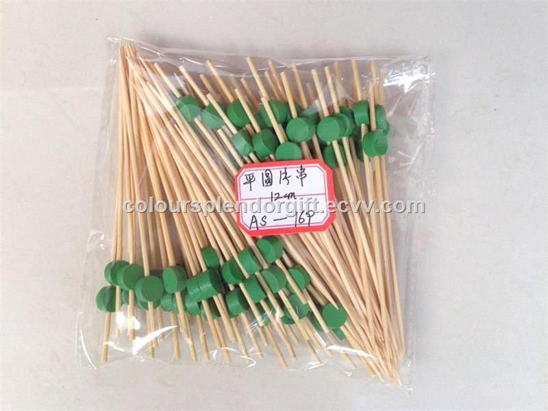 12cm Fruit Tooth Pick Creative Round Shape Fruit Fork Toothpicks Barbecue Toothpick Bamboo Cocktail