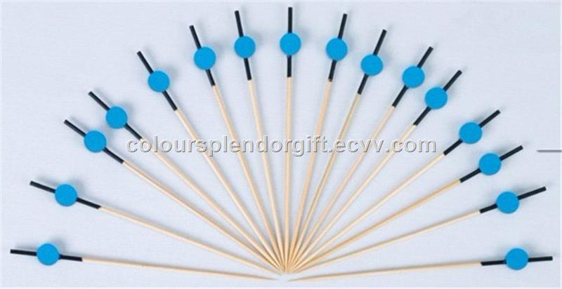 12cm Fruit Tooth Pick Creative Round Shape Fruit Fork Toothpicks Barbecue Toothpick Bamboo Cocktail