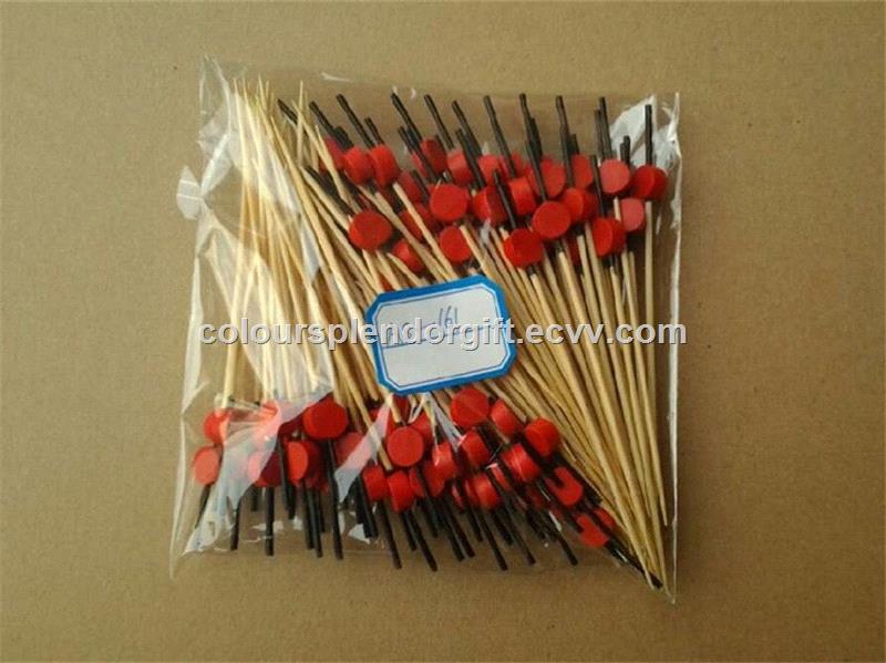 12cm Fruit Tooth Pick Creative Round Shape Fruit Fork Toothpicks Barbecue Toothpick Bamboo Cocktail