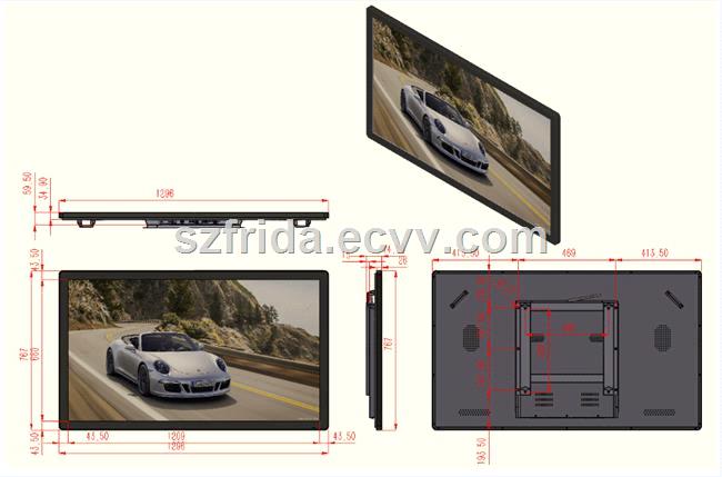 55inch wall mounted advertising LCD digital signage media digital player