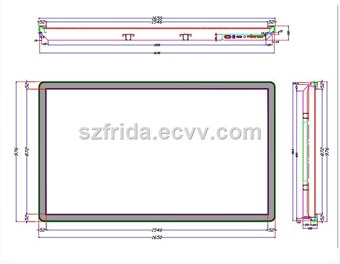 Indoor wall mounted digital signage display with 70 inch HD LCD screen player