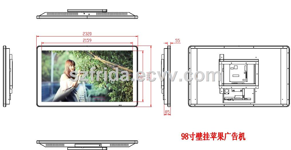 LCD display screen 98 inch Digital Signage indoor wallmount