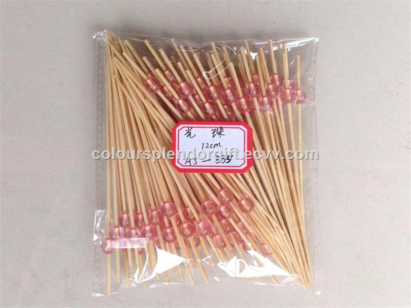 12cm The Restaurant Toothpicks Creative Fruit Orange Sign Square Crystal Beads Bamboo Skewer Decorative Fruit Fork