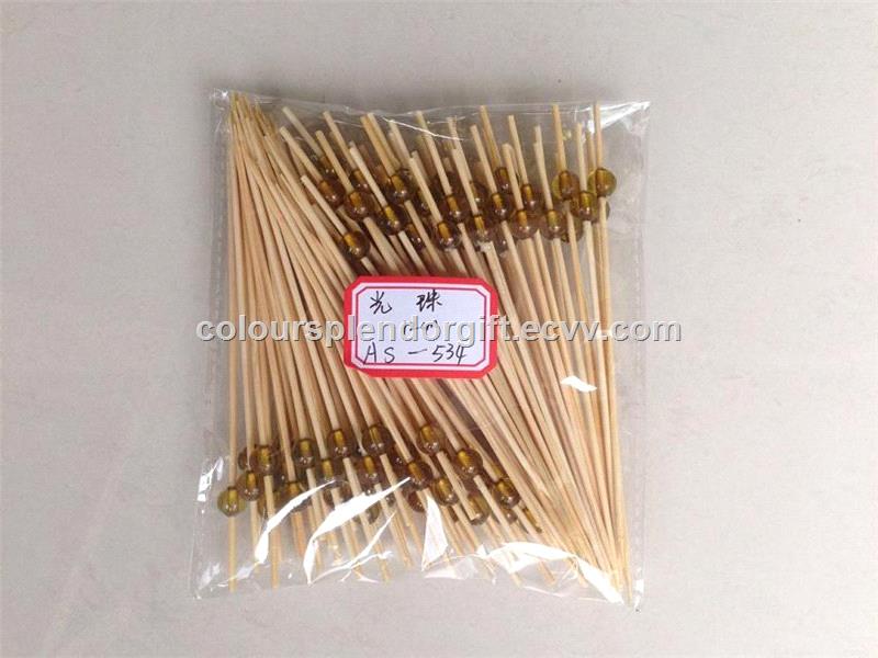 12cm The Restaurant Toothpicks Creative Fruit Orange Sign Square Crystal Beads Bamboo Skewer Decorative Fruit Fork