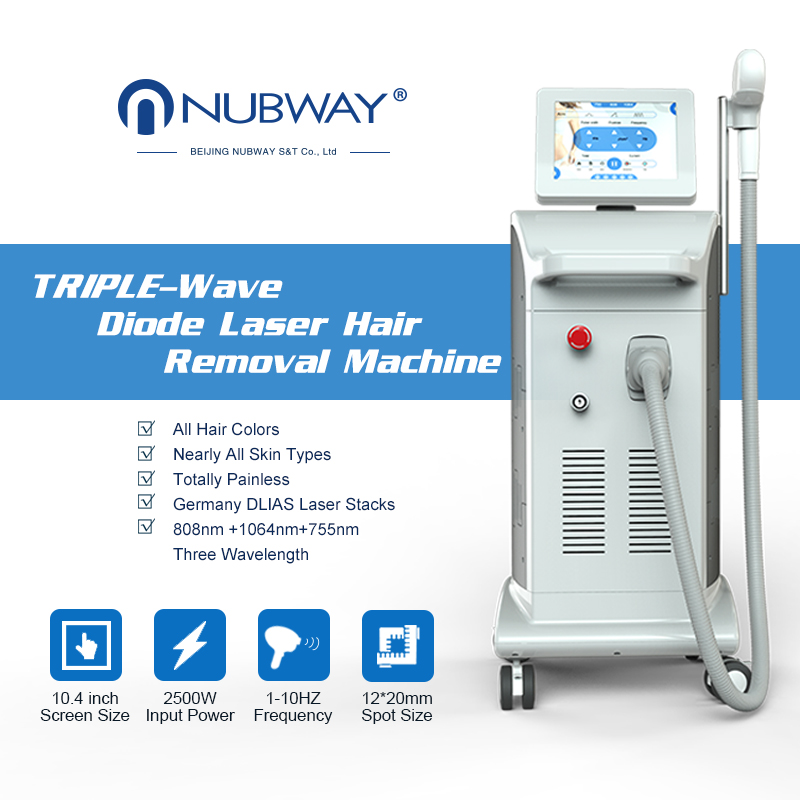 2018 Newest model ce approval Triple Wave 1064nm 755nm 810nm diode laser for hair removal