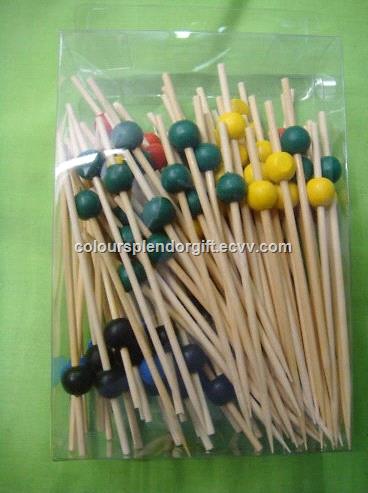 Barbecue Accessories Cocktail Bamboo Ball Picks Bamboo Knotted Skewers for Cocktail Party