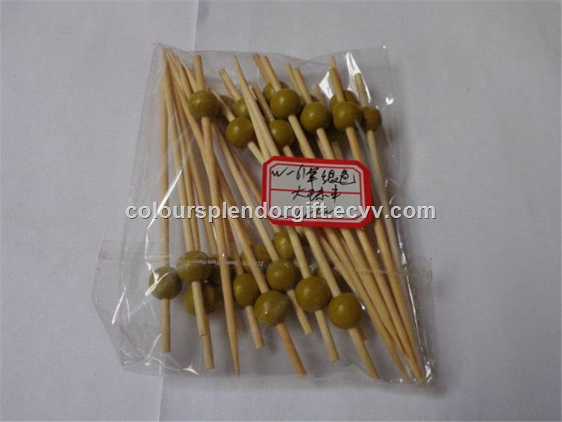 Barbecue Accessories Cocktail Bamboo Ball Picks Bamboo Knotted Skewers for Cocktail Party