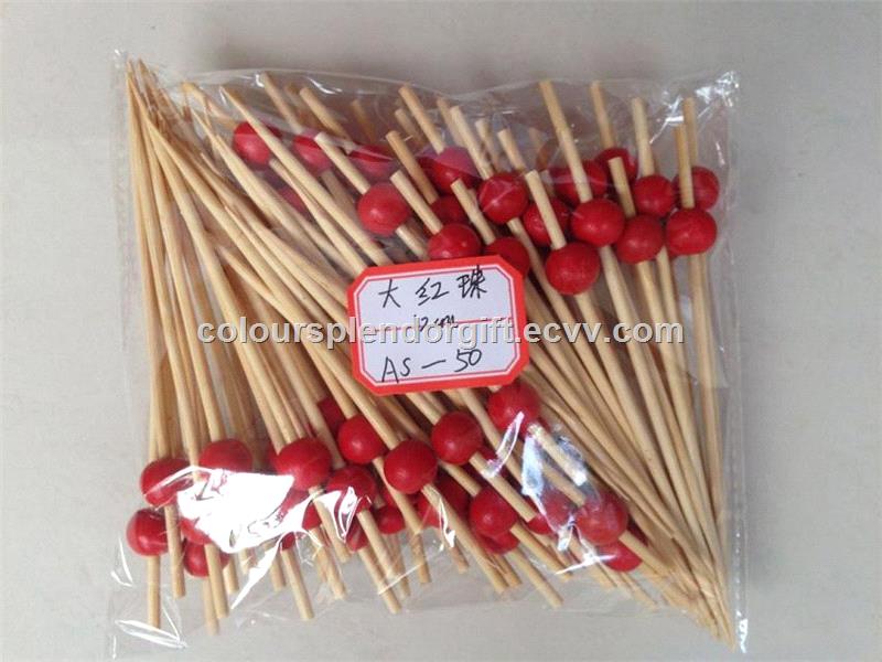 Barbecue Accessories Cocktail Bamboo Ball Picks Bamboo Knotted Skewers for Cocktail Party