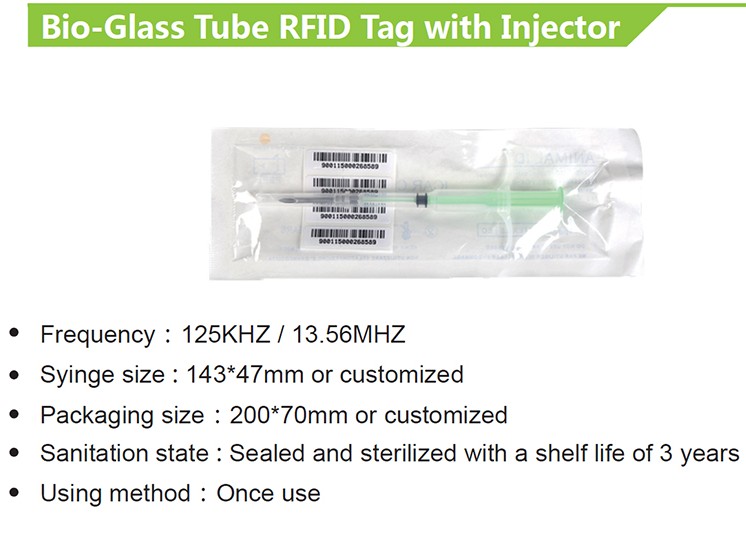 iso 1178411785 FDXAFDXBHDX EM43054102HITAGS256 125KHz 1342KHz rfid glass tag with syringe for animals