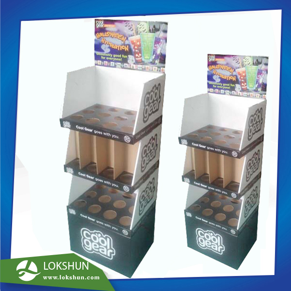 Pop Custom Retail Cardboard Floor Display With Slots For Cups Mug