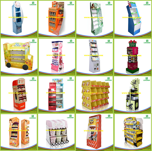 Europe Standard Cardboard Floor Display with 5 shelves for Kitchenwares Cardboard display stand