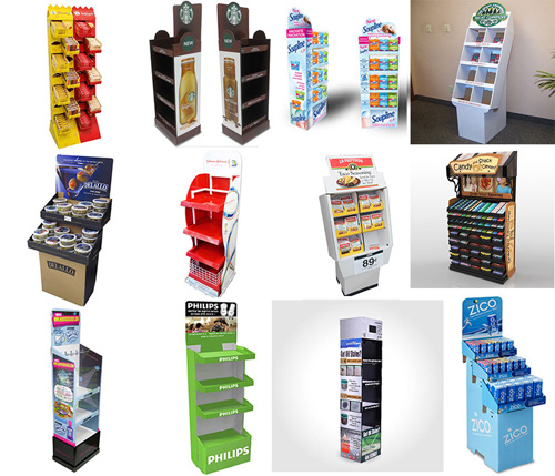 Europe Standard Cardboard Floor Display with 5 shelves for Kitchenwares Cardboard display stand