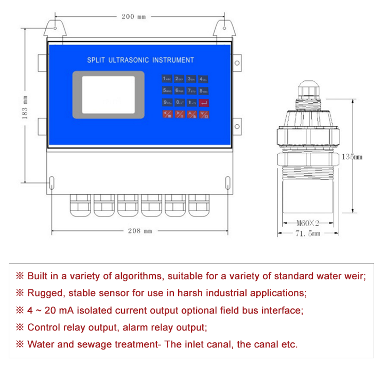 digital ultrasonic open channel water flow meter