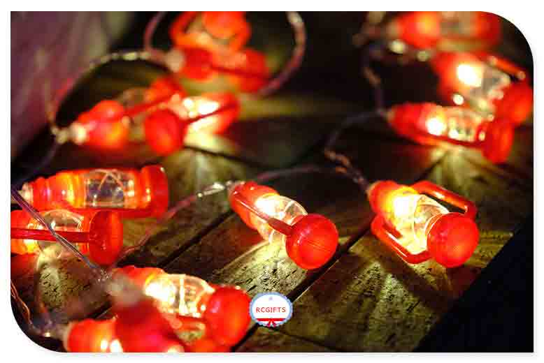 Red Plastic Lantern Battery Operated LED String Lights