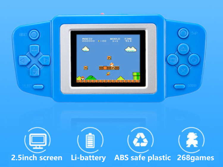 Classic FC 268games 25inch bright display Portable games players Handheld game console support both Libattery and AA