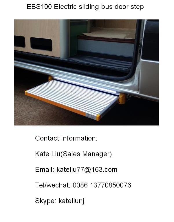 Electric sliding bus step for plug doorvan and coach