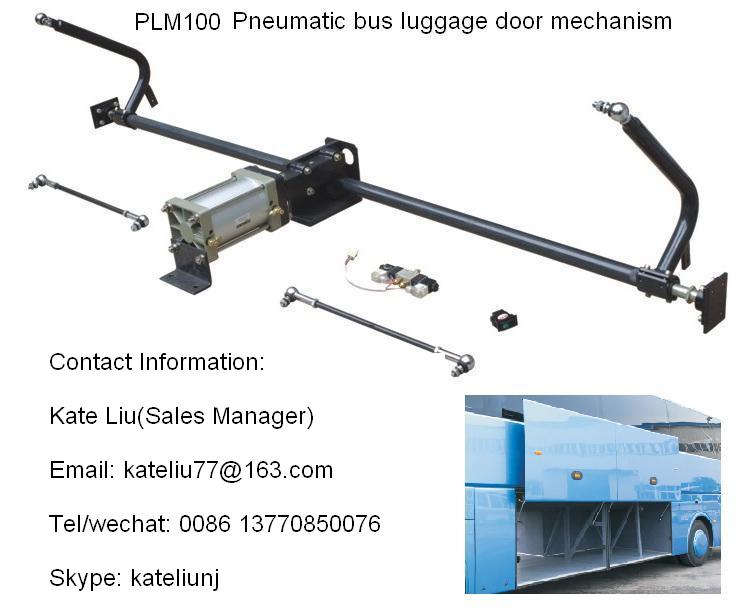 Pneumatic bus luggage door mechanism