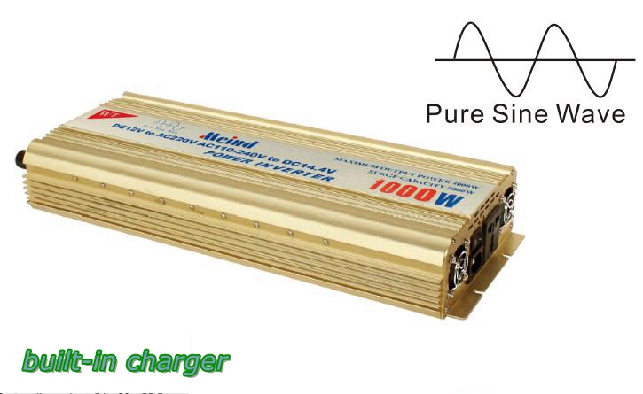 High Quality Pure Sine Wave BuiltIn Charger DC to AC Continuous 1000W Peak 2000 Watt Power Inverter