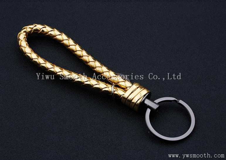 Fashion Color Woven Rope Key Chain Steel Ring Pendant Bag