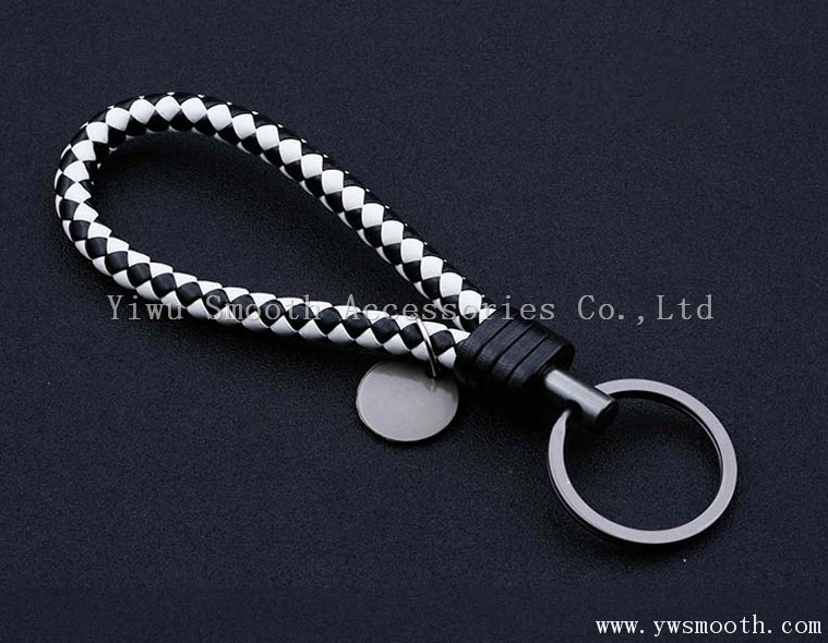 Fashion Color Woven Rope Key Chain Steel Ring Pendant Bag