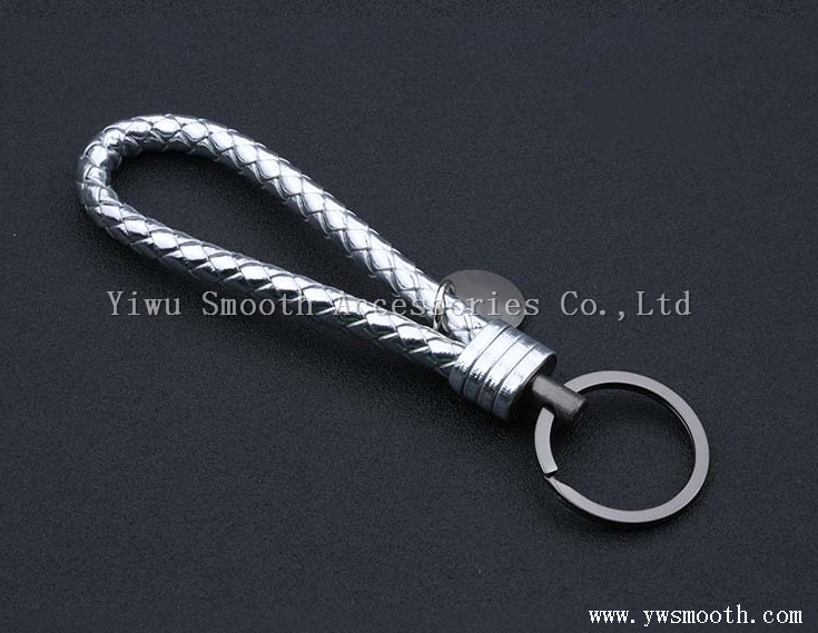 Fashion Color Woven Rope Key Chain Steel Ring Pendant Bag