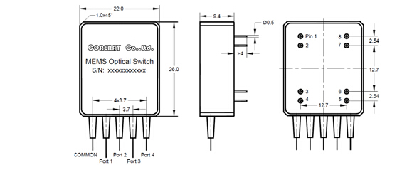 China Supplier Wholesale Free Sample Latching Fiber MEMS 1x4 Optic Switches for Channel Blocking